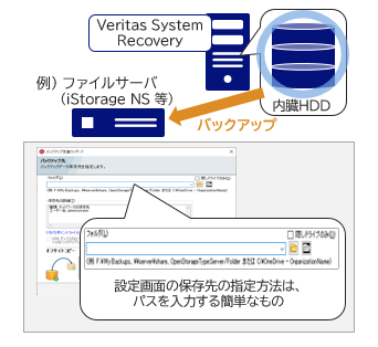 設定画面の保存先指定方法は、パスを入力する簡単なもの