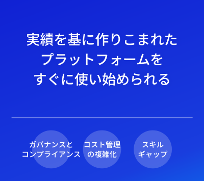 実績を基に作りこまれたプラットフォームをすぐに使い始められる