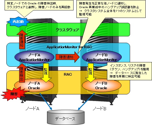 CLUSTERPRO X HA/ApplicationMonitor for RACの製品概要図