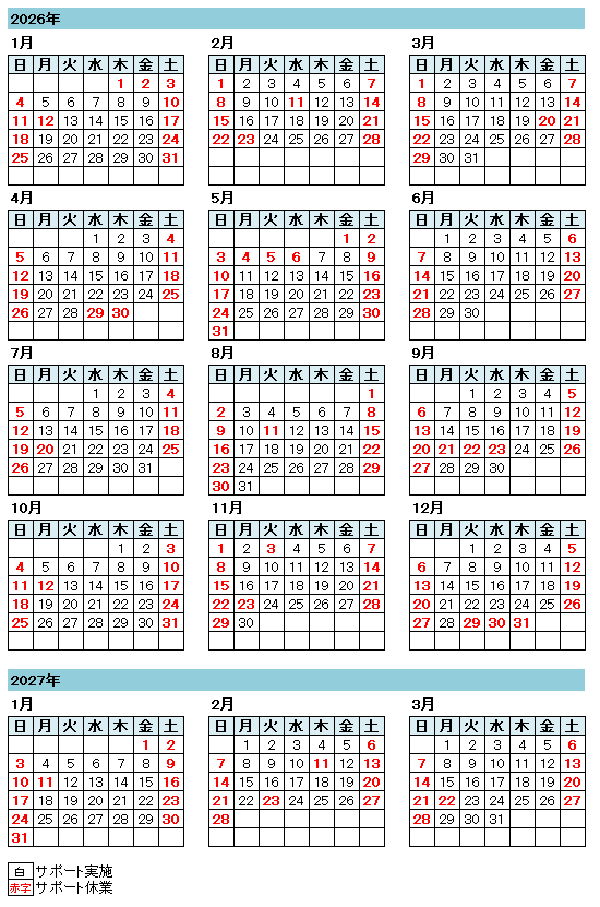 NEC HULFT技術サポートカレンダー