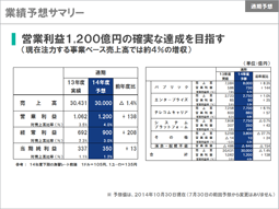 説明資料：業績予想サマリー