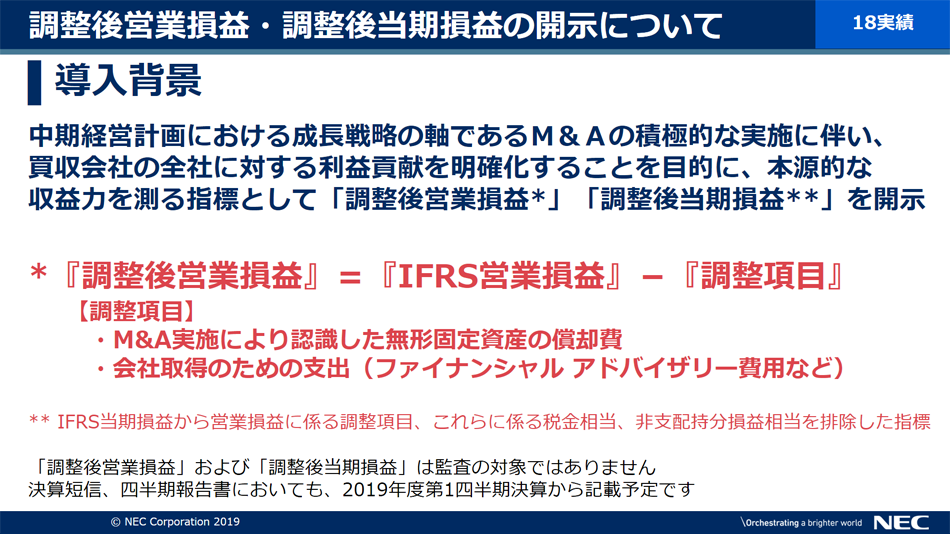 説明資料：調整後営業利益・調整後当期利益の開示について