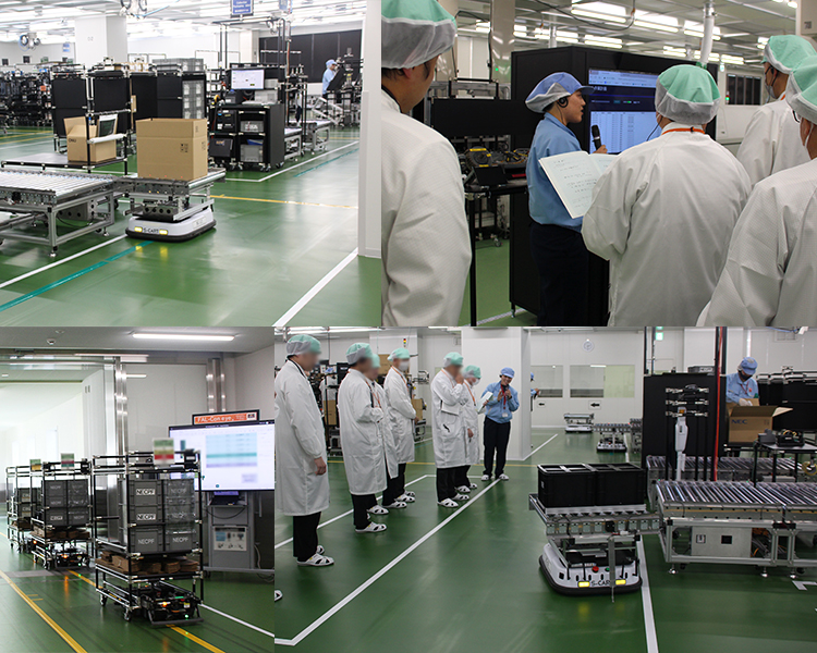 NECプラットフォームズ掛川事業所の工場見学会でスマートファクトリー化された工場内の様子