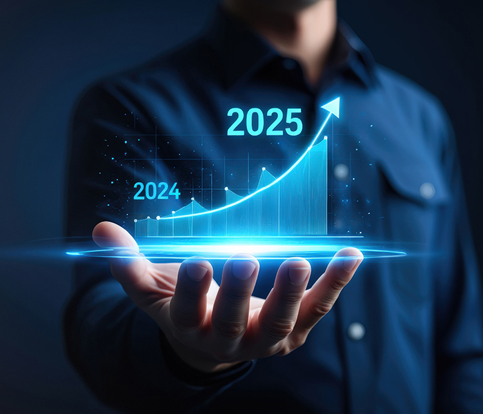 2024年から2025年にかけて棒グラフの数値が上昇しているイメージ画像