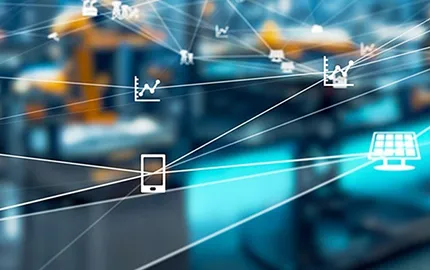 製造現場におけるIoTやデータ活用を表すネットワークイメージ