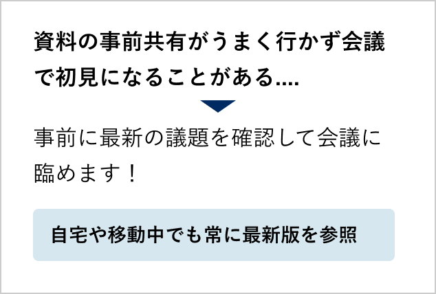 自宅や移動中でも常に最新版を参照できる。