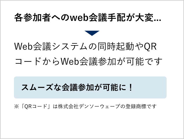 Web会議システムの同時起動やQRコードからスムーズな会議参加が可能になる。