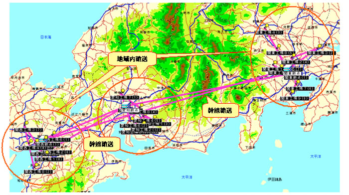配送計画結果の地図表示