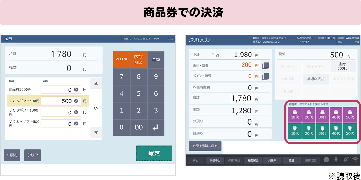 商品券での決済