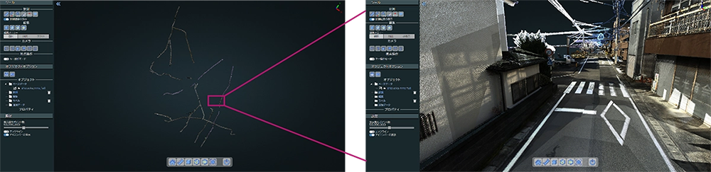 4平方kmの3D点群データ閲覧イメージ図