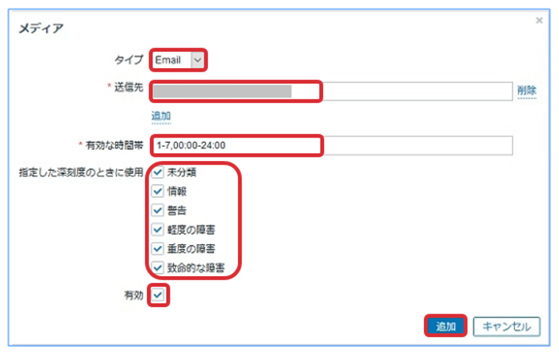 メールの送信先設定のイメージ