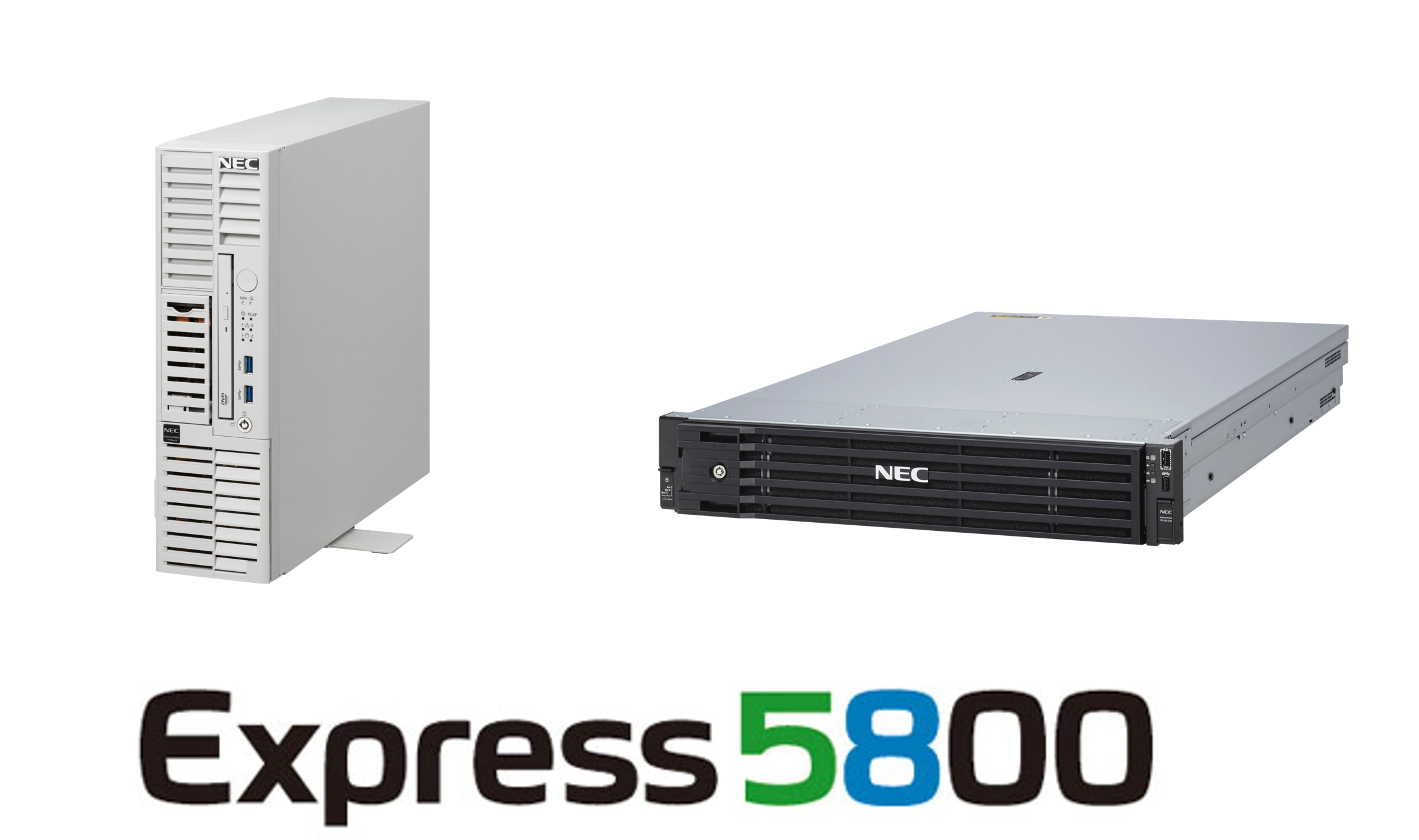 Express5800 シリーズ スリムタワーサーバと2Uラックサーバの画像